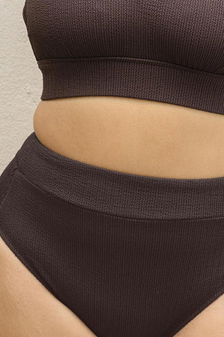 Byron High Waisted Bikini Bottom - Espresso Texture