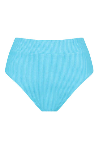Byron High Waisted Bikini Bottom - Blue Lagoon Texture