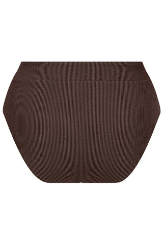 Byron High Waisted Bikini Bottom - Espresso Texture