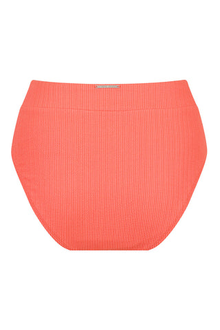 Byron High Waisted Bikini Bottom - Sunset Coral Texture