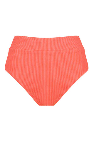 Byron High Waisted Bikini Bottom - Sunset Coral Texture