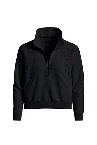 Rec Organic Fleece Half Zip Jumper - Black