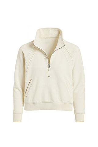 Rec Organic Fleece Half Zip Jumper - White
