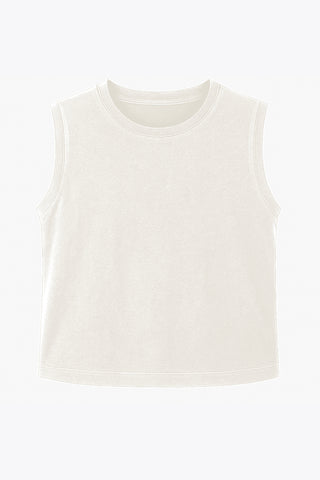 Perform Lightweight Cropped Tank - Oat White