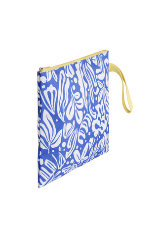 Zip Pouch - Blue/Lemon