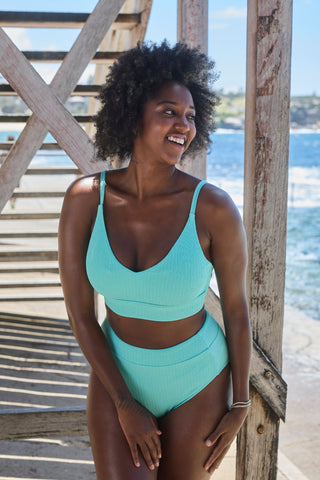 Byron Adjustable Bikini Top - Aqua Texture