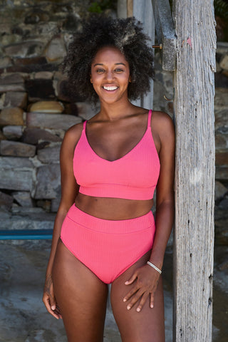 Byron Adjustable Bikini Top - Raspberry Texture
