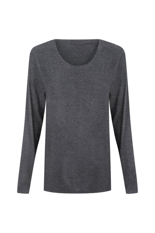 Bamboo Long Sleeve with Back Tie - Dark Grey Marle