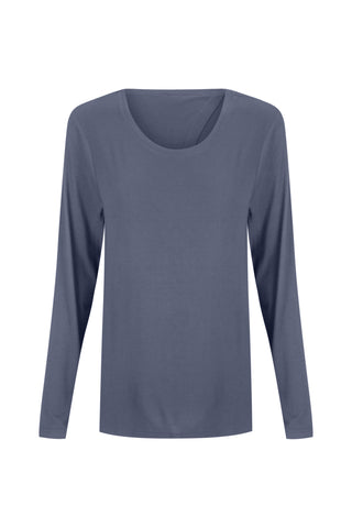 Bamboo Long Sleeve with Back Tie - Denim Blue