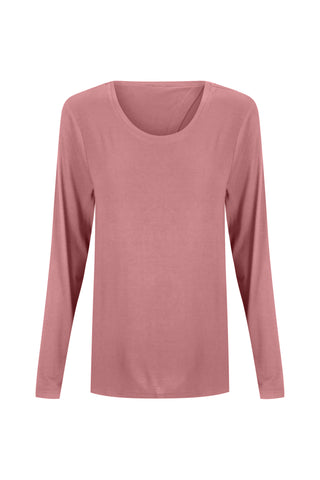 Bamboo Long Sleeve with Back Tie - Rosewood