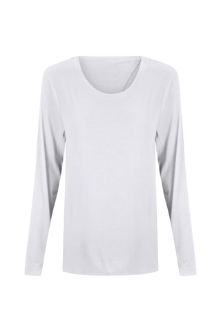 Bamboo Long Sleeve with Back Tie - White