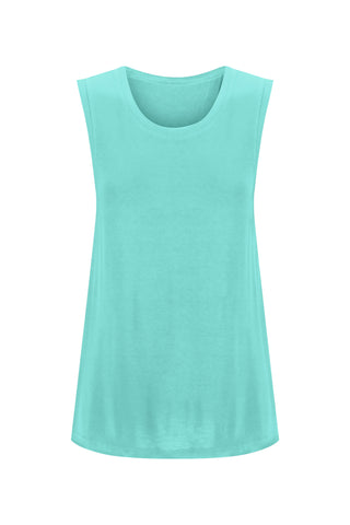 Bamboo Tank with Back Tie - Aqua
