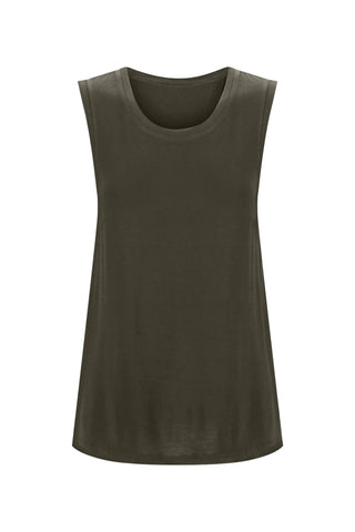 Bamboo Tank with Back Tie - Khaki