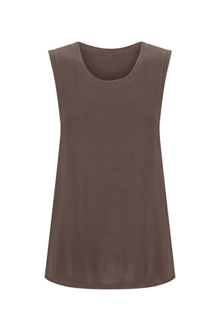 Bamboo Tank with Back Tie - Mocha
