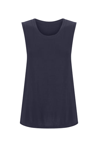Bamboo Tank with Back Tie - Navy