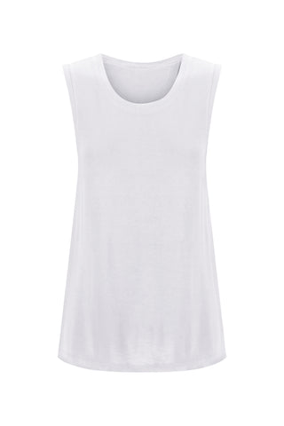 Bamboo Tank with Back Tie - White
