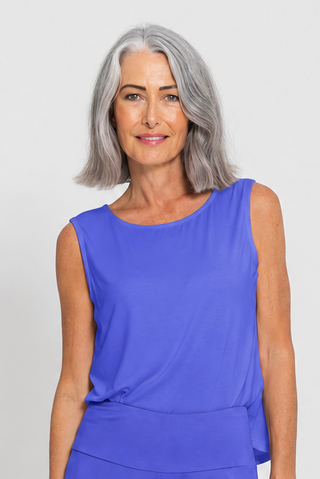 Bamboo Boat Neck Tank - Cobalt Blue
