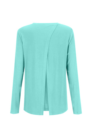 Bamboo Long Sleeve with Back Tie - Aqua