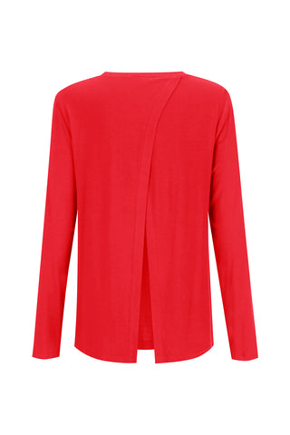 Bamboo Long Sleeve with Back Tie - Cherry