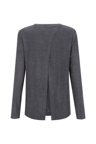 Bamboo Long Sleeve with Back Tie - Dark Grey Marle