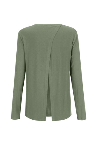 Bamboo Long Sleeve with Back Tie - Moss
