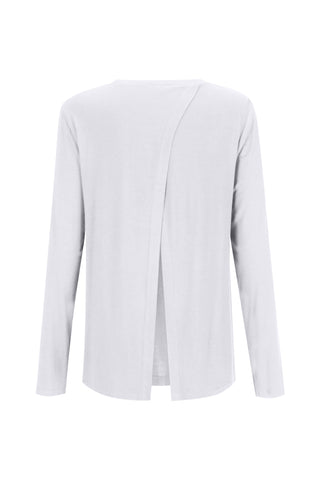Bamboo Long Sleeve with Back Tie - White