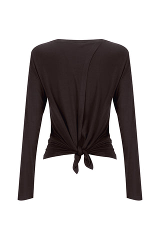 Bamboo Long Sleeve with Back Tie - Espresso