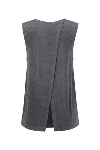 Bamboo Tank with Back Tie - Dark Grey Marle