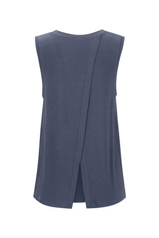 Bamboo Tank with Back Tie - Denim Blue