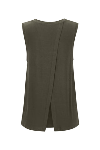 Bamboo Tank with Back Tie - Khaki