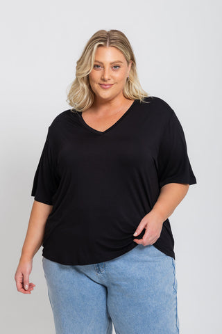 Bamboo V-Neck T-Shirt - Black