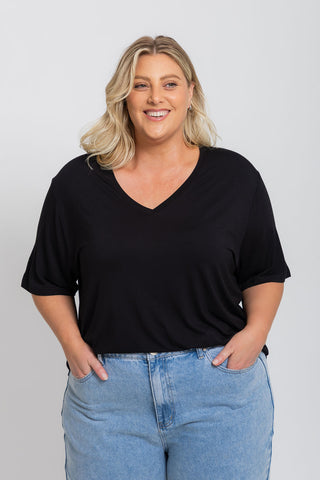 Bamboo V-Neck T-Shirt - Black