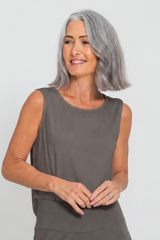 Bamboo Boat Neck Tank - Khaki - Active Truth - Image 1
