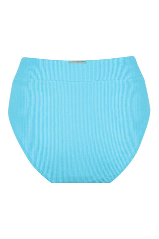Byron High Waisted Bikini Bottom - Blue Lagoon Texture