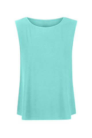 Bamboo Boat Neck Tank - Aqua