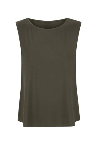 Bamboo Boat Neck Tank - Khaki