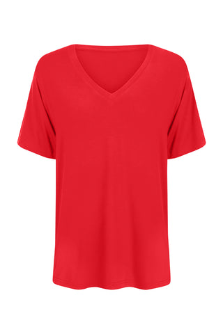 Bamboo V-Neck T-Shirt - Cherry