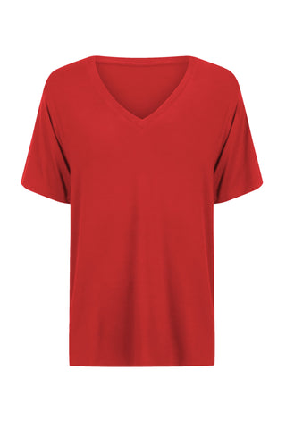 Bamboo V-Neck T-Shirt - Cherry