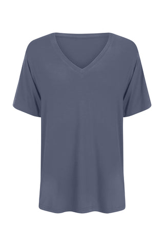 Bamboo V-Neck T-Shirt - Denim Blue