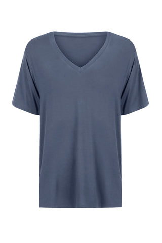 Bamboo V-Neck T-Shirt - Denim Blue