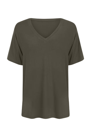 Bamboo V-Neck T-Shirt - Khaki