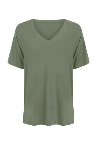 Bamboo V-Neck T-Shirt - Moss