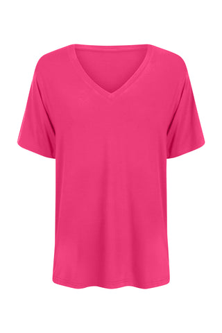 Bamboo V-Neck T-Shirt - Raspberry