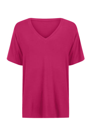 Bamboo V-Neck T-Shirt - Raspberry