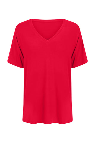 Bamboo V-Neck T-Shirt - Red