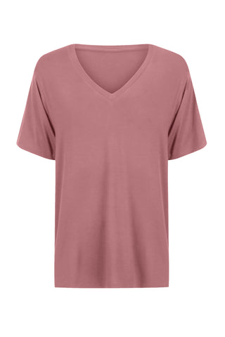 Bamboo V-Neck T-Shirt - Rosewood