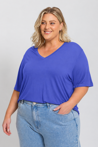 Bamboo V-Neck T-Shirt - Cobalt Blue