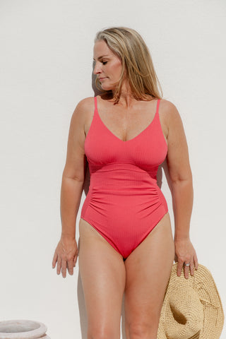 Coolum Core Support One Piece Swim - Sunset Coral Texture