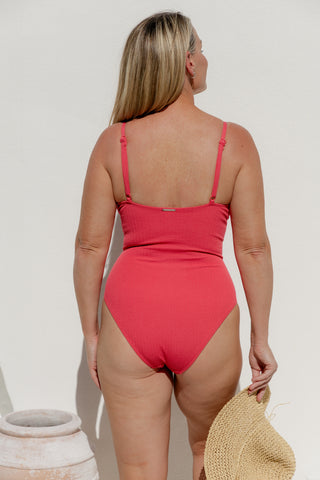 Coolum Core Support One Piece Swim - Sunset Coral Texture