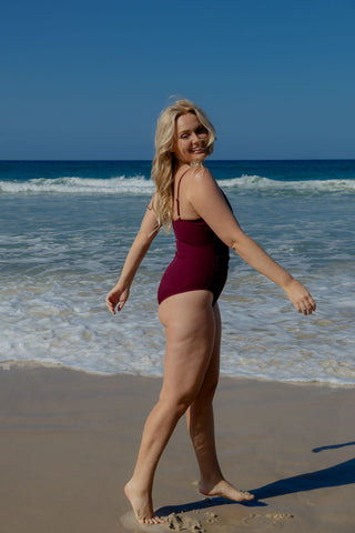 Coolum Core Support One Piece Swim - Dark Cherry Texture
